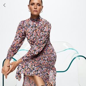 Mango Multicolor Floral Long Sleeve Dress